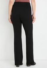 Black Flare Crossover Waist Crepe Pant, C106, small