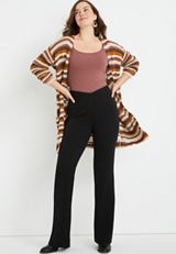 Black Flare Crossover Waist Crepe Pant, C106, small