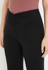 Black Flare Crossover Waist Crepe Pant, C106, small