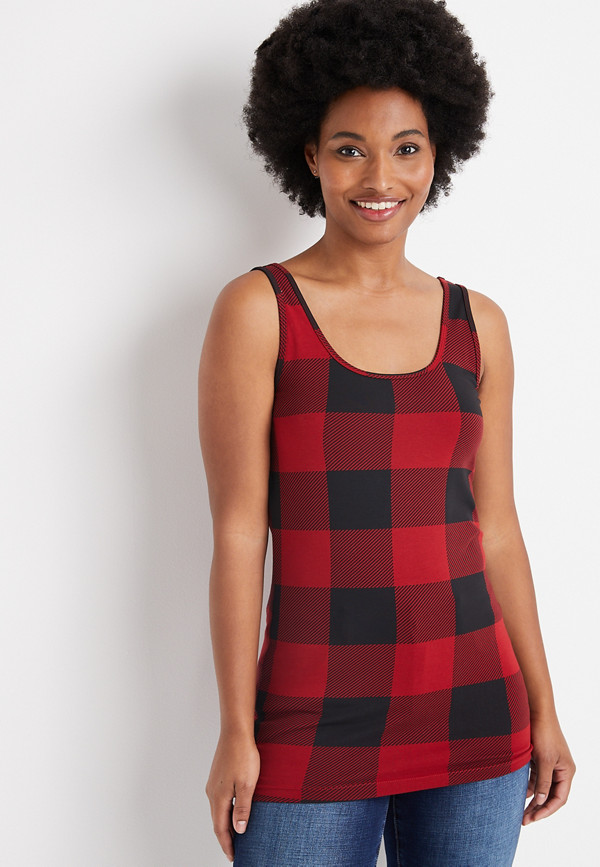 Buffalo Plaid Scoop Neck Tank Top | maurices