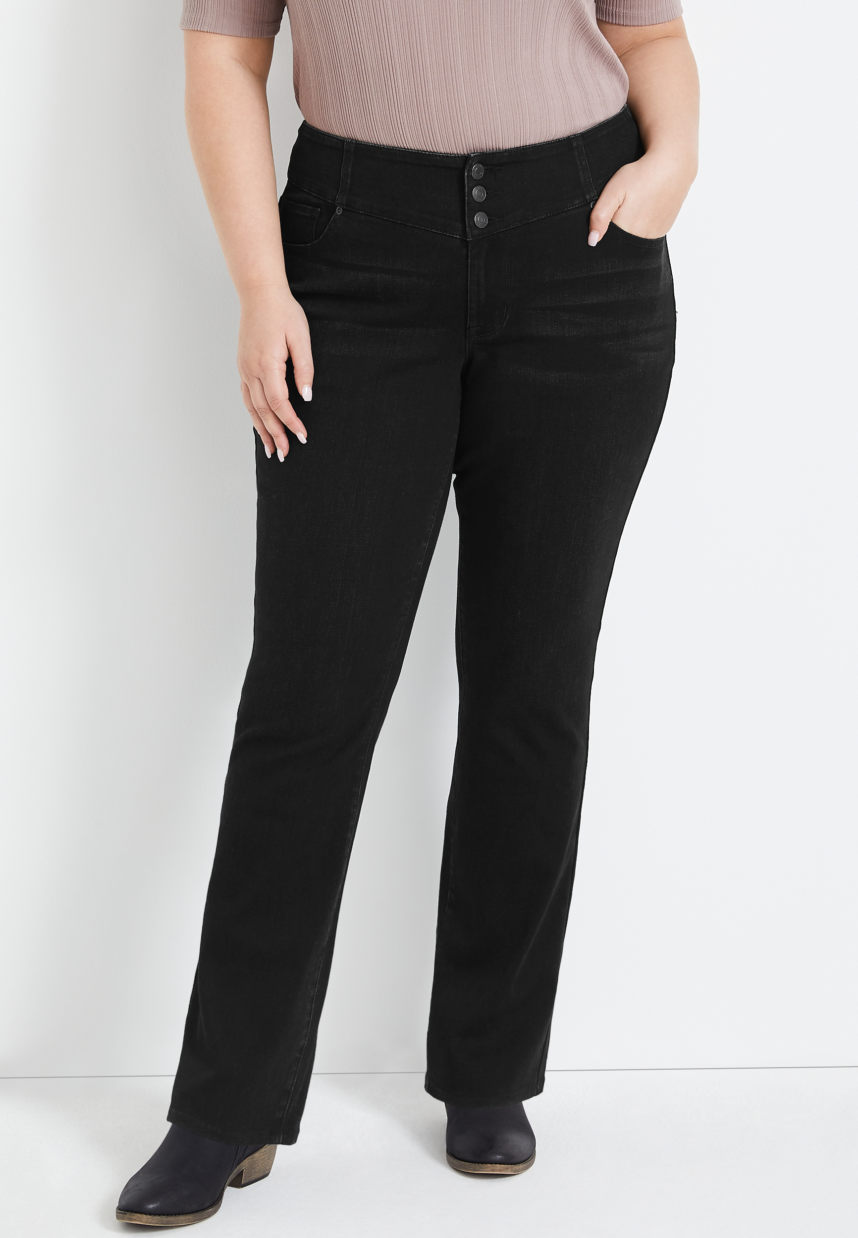 Plus Size m jeans by maurices™ Cool Comfort Black Slim Boot High Rise ...