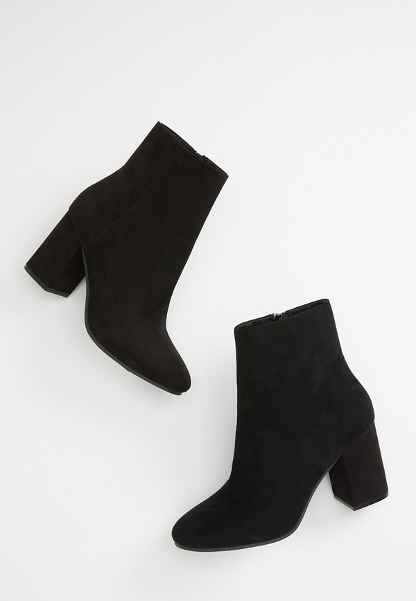 Qupid™ Malone Black Faux Suede Ankle Boot | maurices