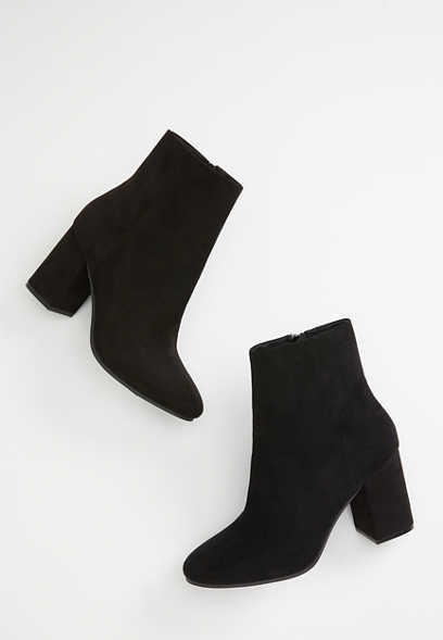 Qupid™ Malone Black Faux Suede Ankle Boot
