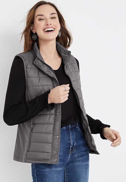 Gray Snap Front Vest