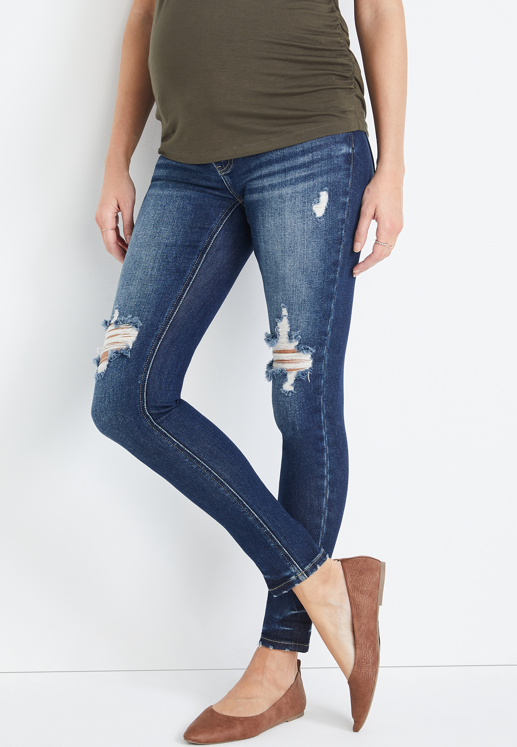 KanCan™ Skinny Side Panel Ripped Maternity Jean maurices