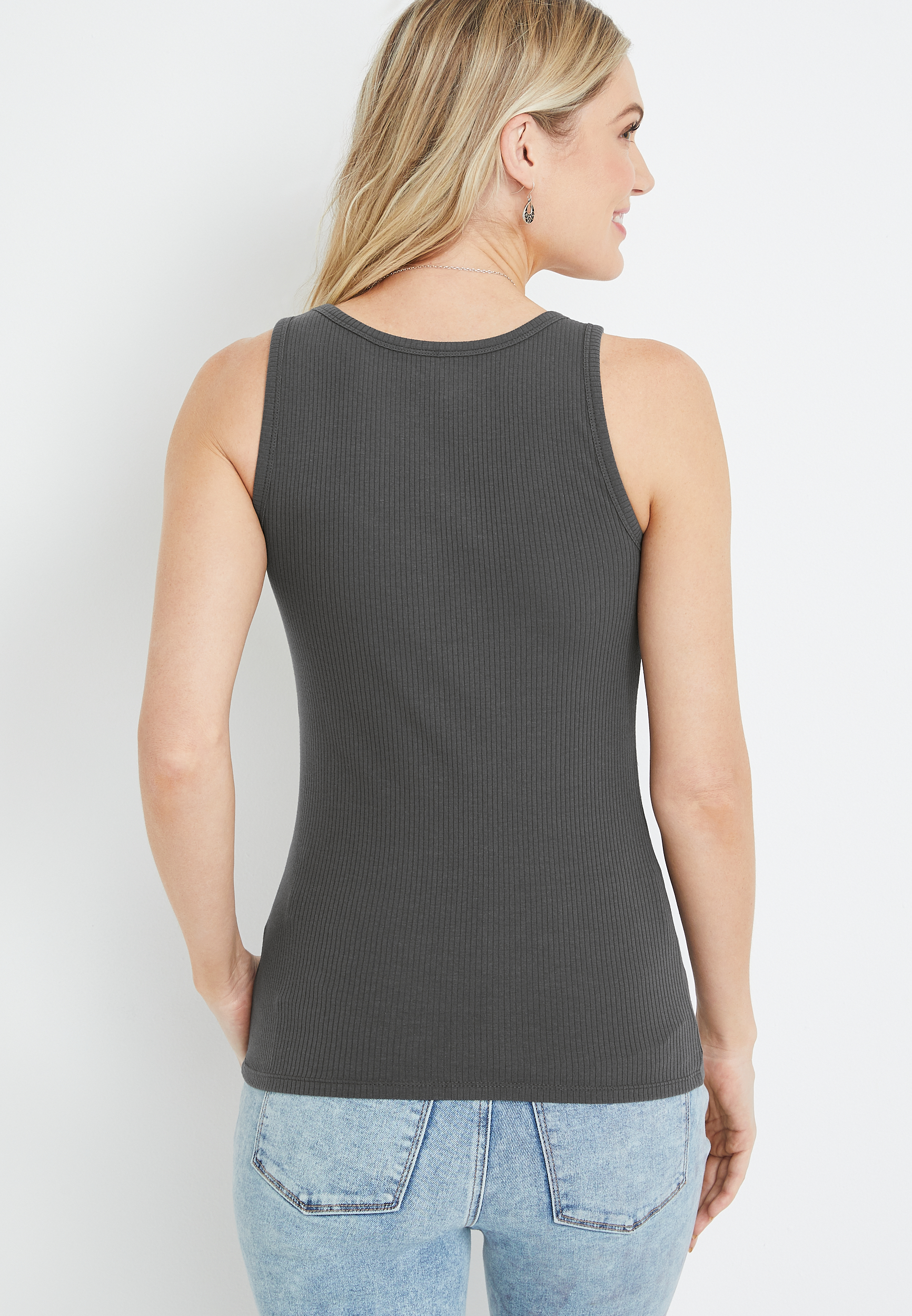 Ribbed Scoop Neck Tank Top, C4033, large