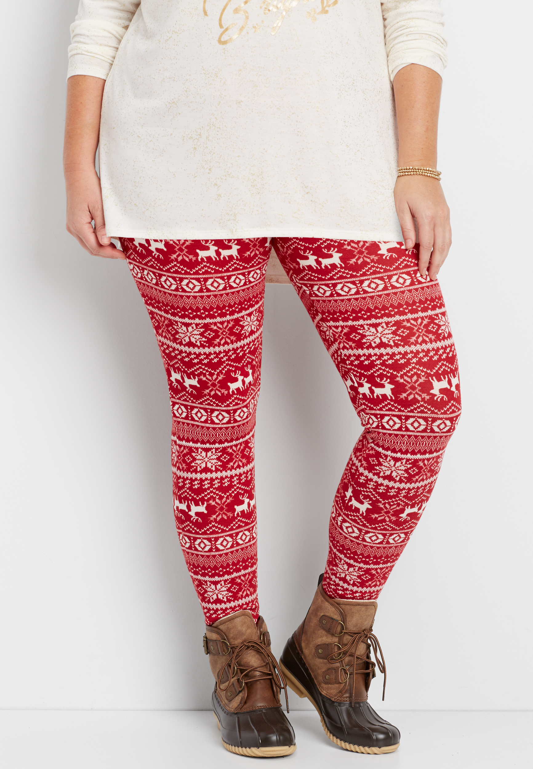 red reindeer leggings