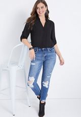 Winona Button Down Black Blouse, C106, small