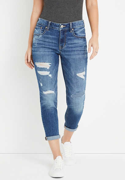 m jeans by maurices™ Cropped Mid Rise Ripped Jean