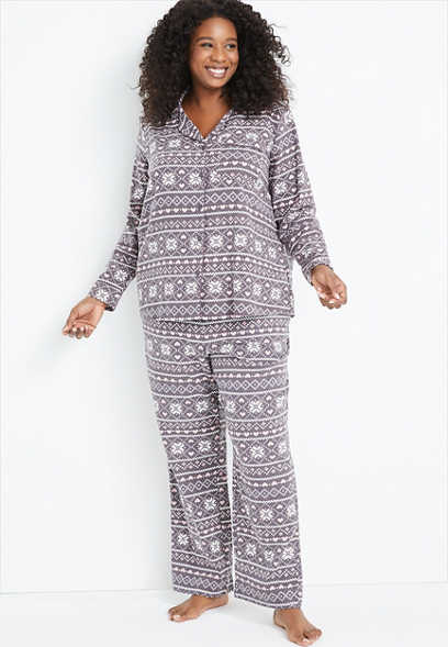 Plus Size Flannel Pajama Set