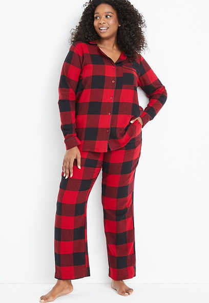 Plus Size Flannel Pajama Set