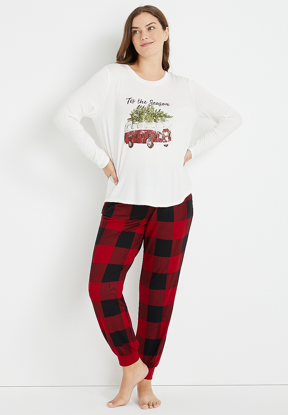 Buffalo Plaid Holiday Van Pajama Set