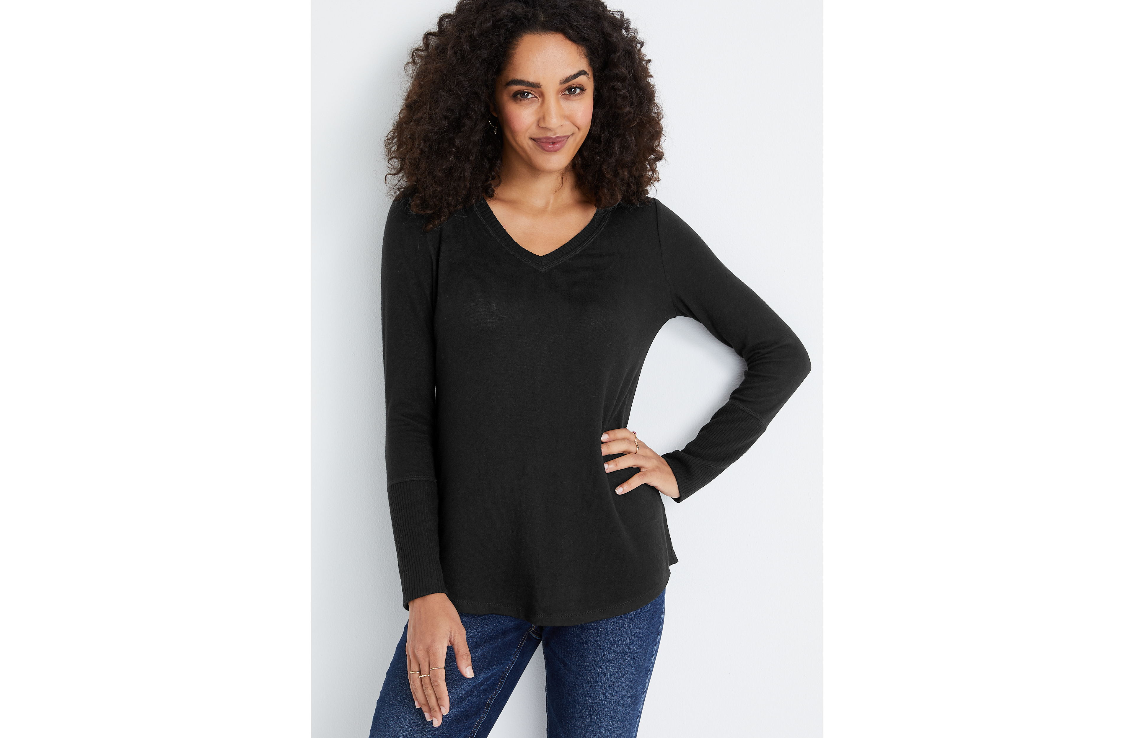 24/7 Cozy V Neck Long Sleeve Tee