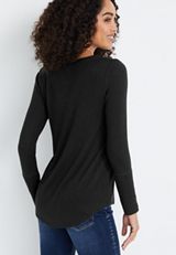 24/7 Cozy V Neck Long Sleeve Tee, C106, small
