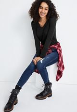 24/7 Cozy V Neck Long Sleeve Tee, C106, small