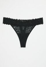Vintage Lace Solid Thong Panty, , small