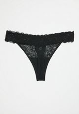 Vintage Lace Solid Thong Panty, , small