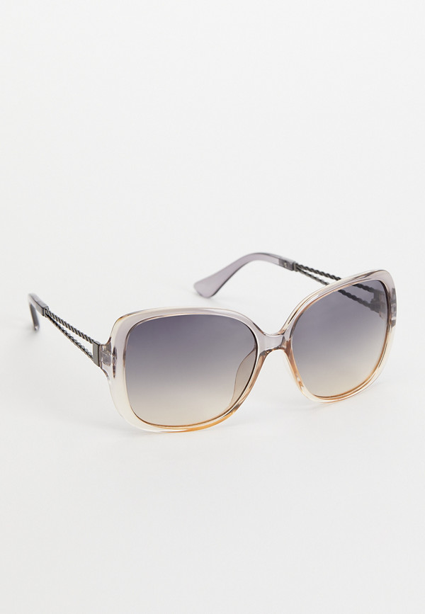 Gray Double Braided Oversized Sunglasses | maurices