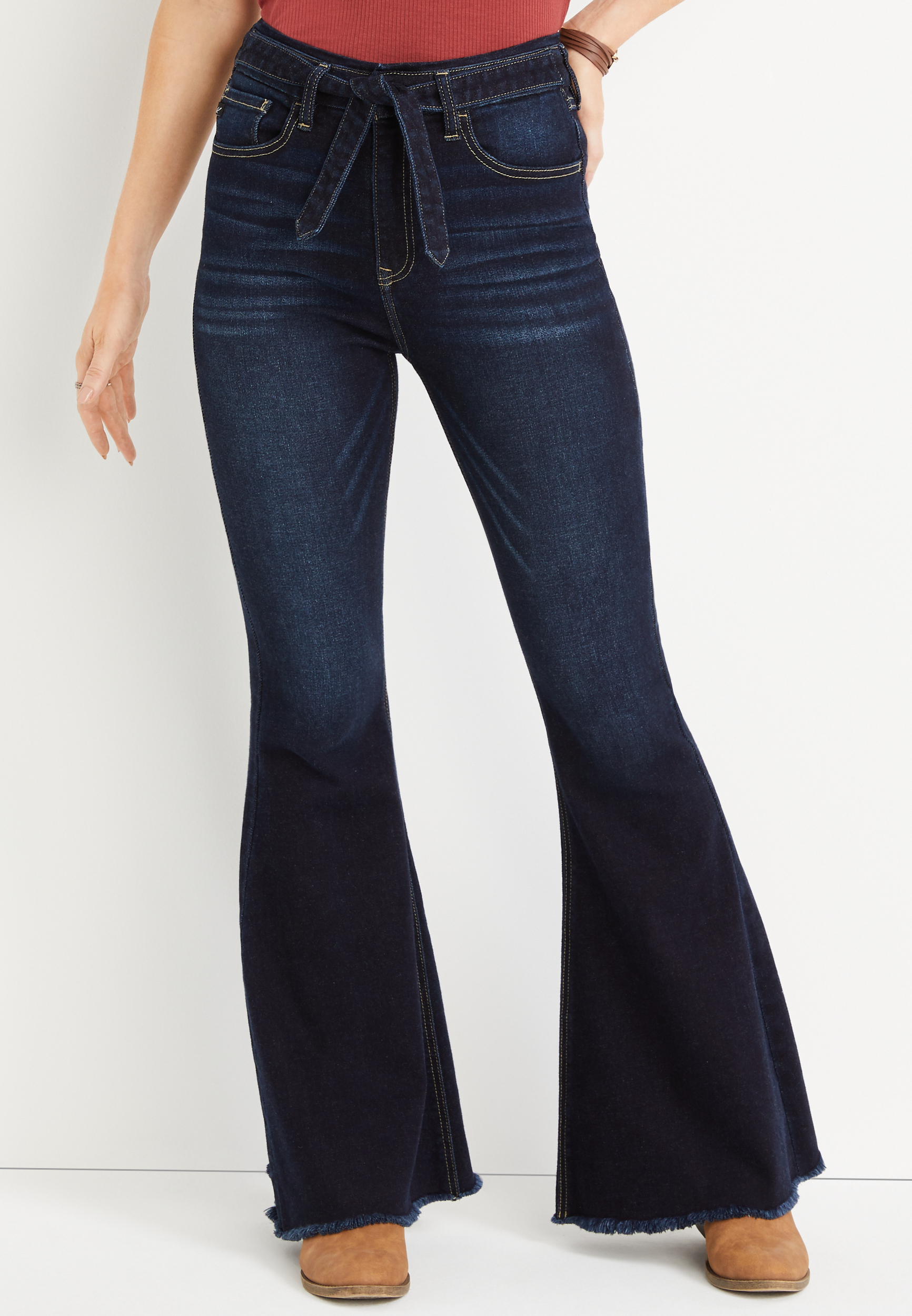 KanCan™ Flare High Rise Tie Belt Jean | maurices