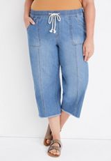 Plus Size m jeans by maurices&trade; Wide Leg Pull On High Rise Cropped Jean, , small