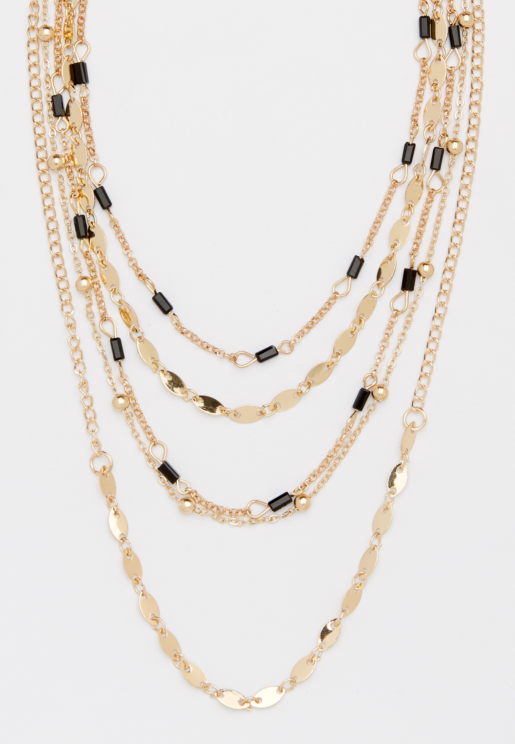 layered choker necklace with black beads | maurices