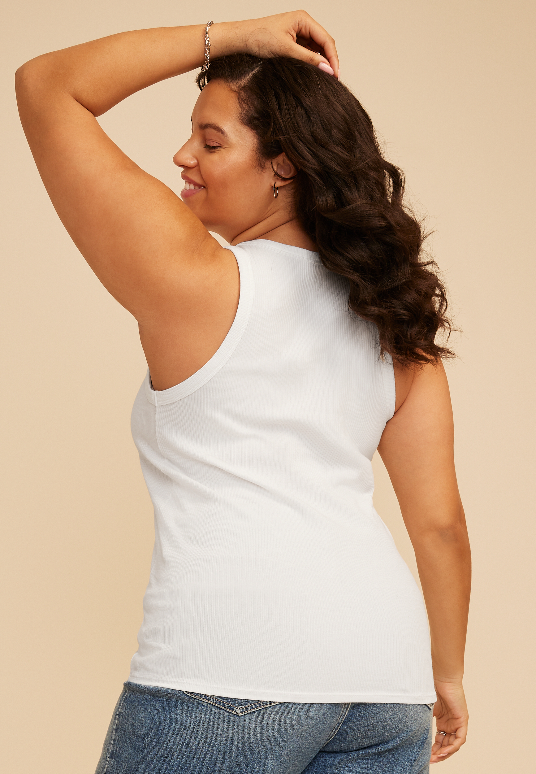 HiNk Rib Fitted Tank, MODERN WHITE, large