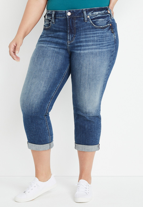 Plus Size Silver Jeans Co.® Suki Curvy Mid Rise Capri | maurices