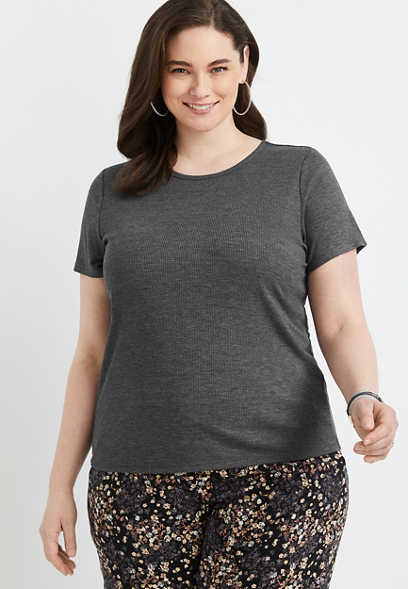 Plus Size 24/7 Flawless Ribbed Crew Neck Tuck In Tee