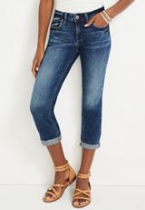 Silver Jeans Co.&reg; Suki Curvy Mid Rise Rolled Hem Capri, C258, small