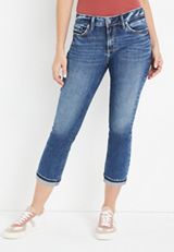 Silver Jeans Co.&reg; Elyse Curvy Mid Rise Thick Stitch Capri, MEDIUM SANDBLAST, small