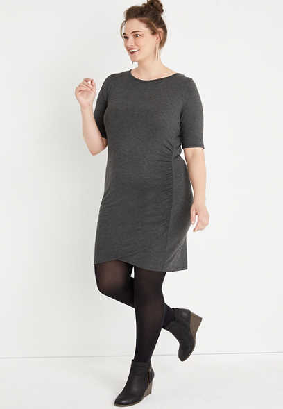 Plus Size 24/7 Gray Bodycon Sheath Mini Dress