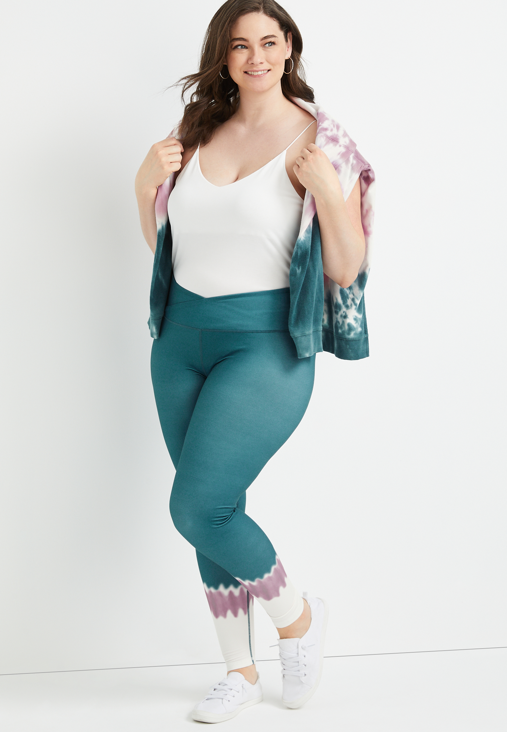 Plus Size Super High Rise Tie Dye Luxe Crossover Legging, , large