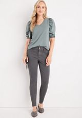 m jeans by maurices&trade; High Rise Double Button Jegging Made With REPREVE&reg, GREY MOON, small