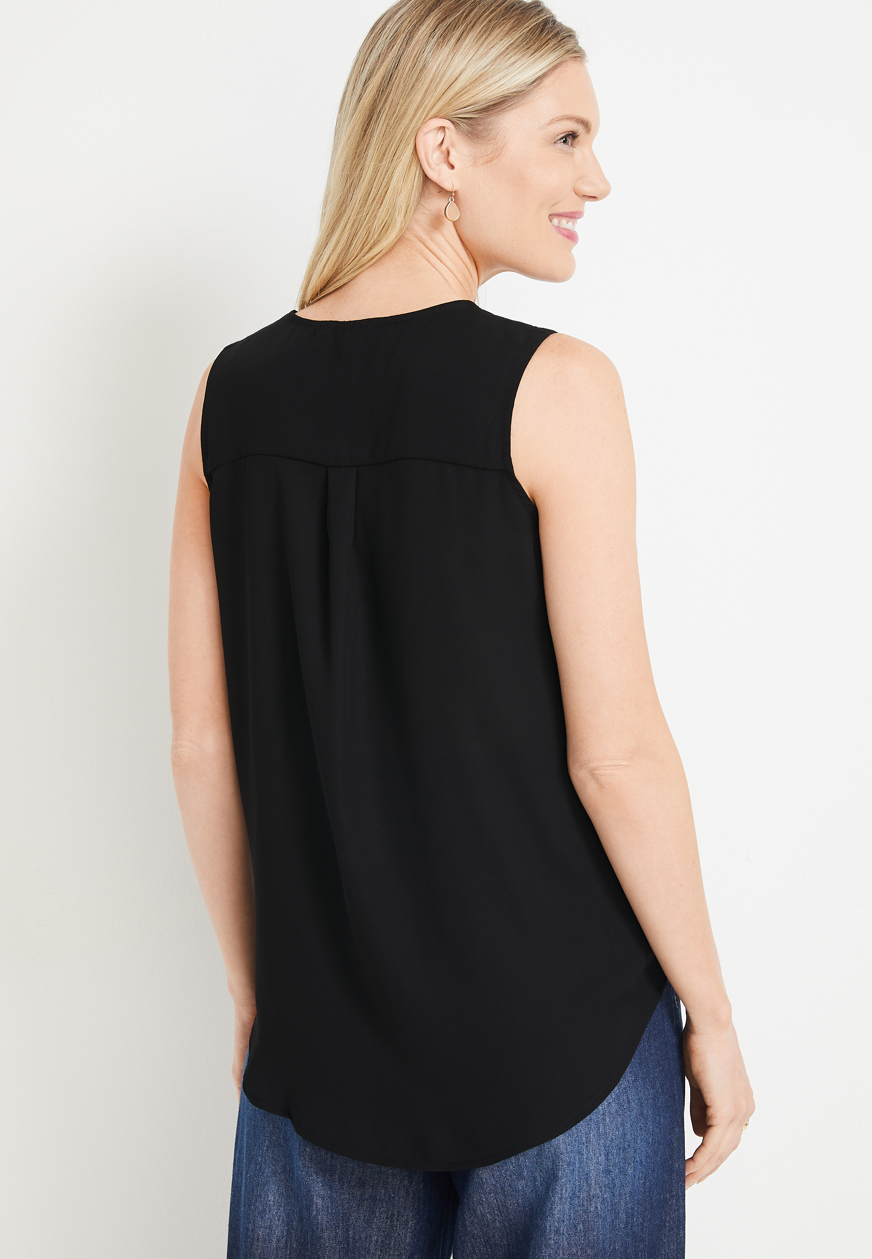 Madison Solid Button Down Tank Top, C106, large