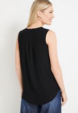 Madison Solid Button Down Tank Top, C106, small