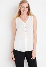 Madison Solid Button Down Tank Top, C2789, small