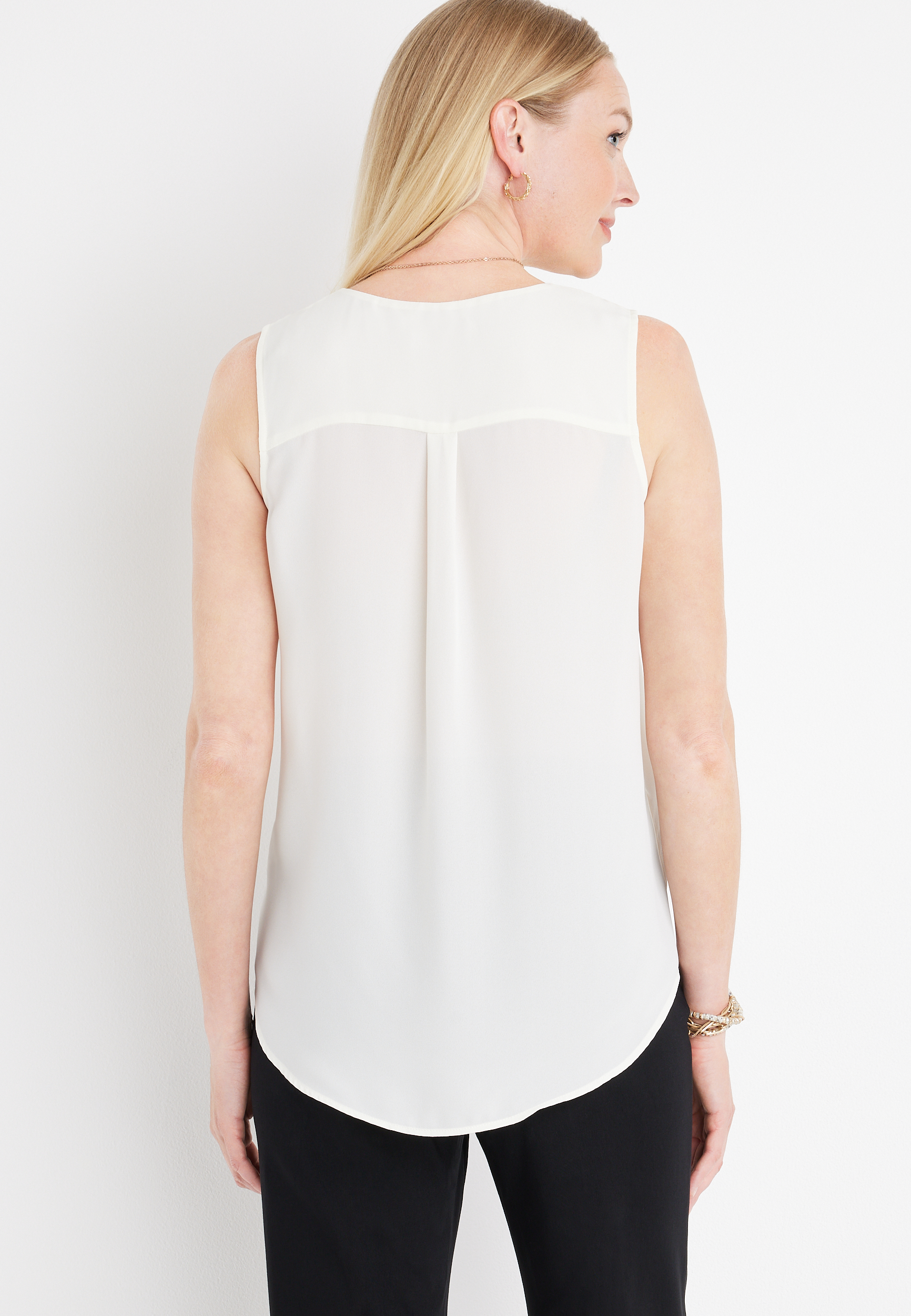 Madison Solid Button Down Tank Top, C2789, large