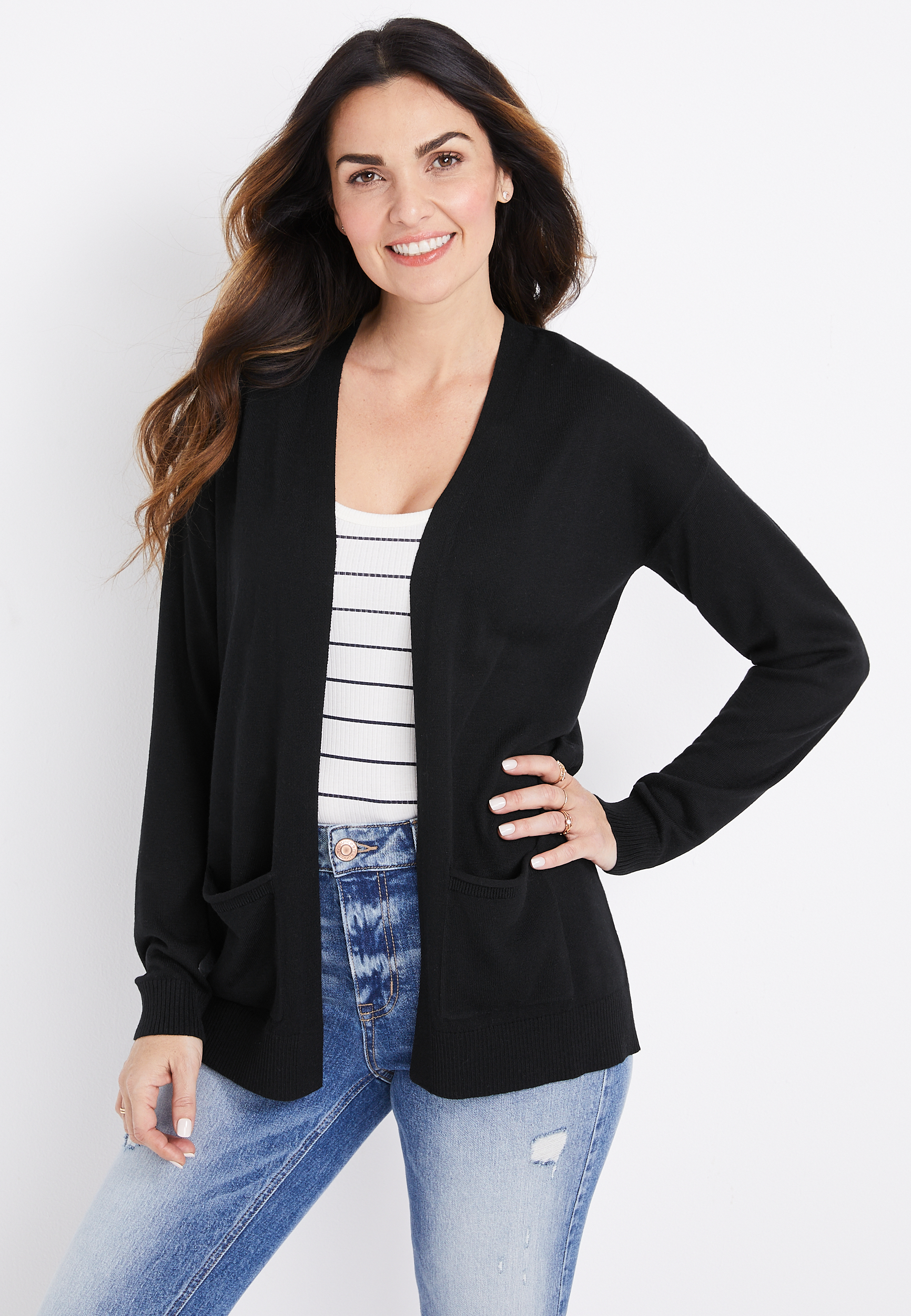 Solid Open Front Pocket Cardigan | maurices