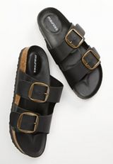 Harper Black Footbed Sandal, , small