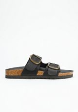 Harper Black Footbed Sandal, , small