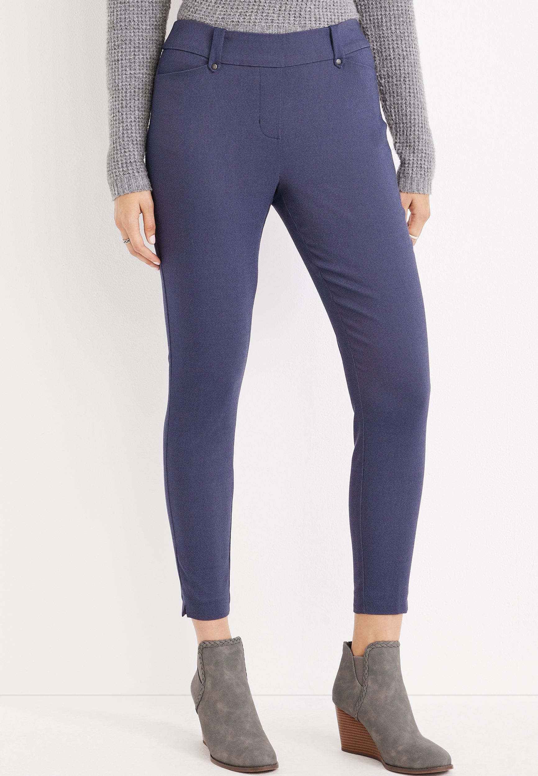 Blue Bengaline Skinny Ankle Pant