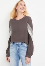 Brown Chevron Striped Long Sleeve Tee, C5975, small