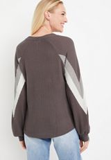 Brown Chevron Striped Long Sleeve Tee, C5975, small