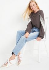 Brown Chevron Striped Long Sleeve Tee, C5975, small