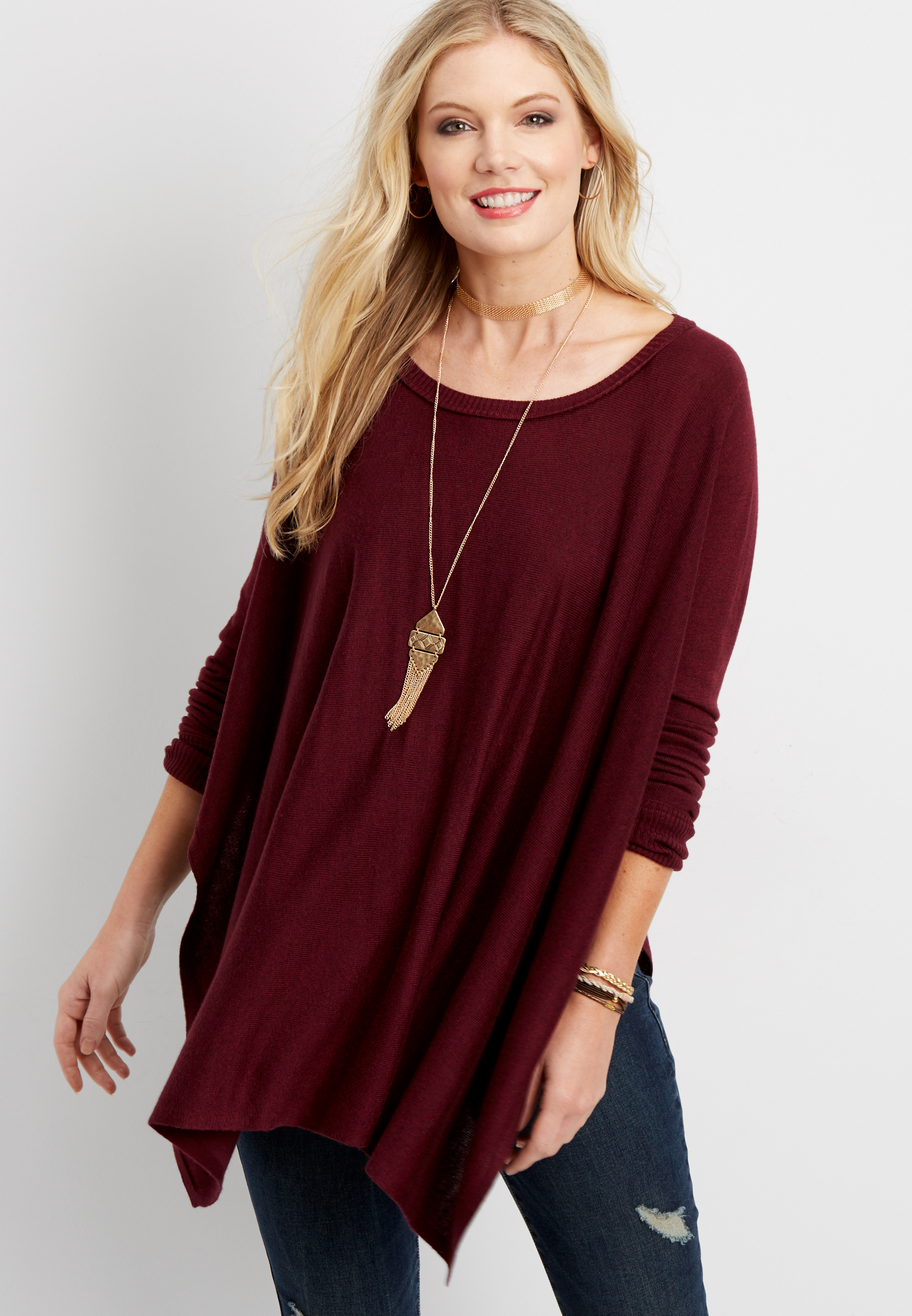 lightweight knit poncho | maurices