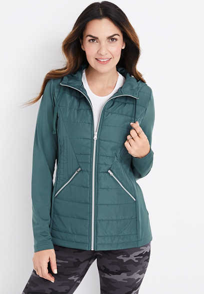 Quilted Puffer Knit Sleeve Jacket