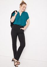 Geneva Solid Zipper Neck Blouse, C3556, small