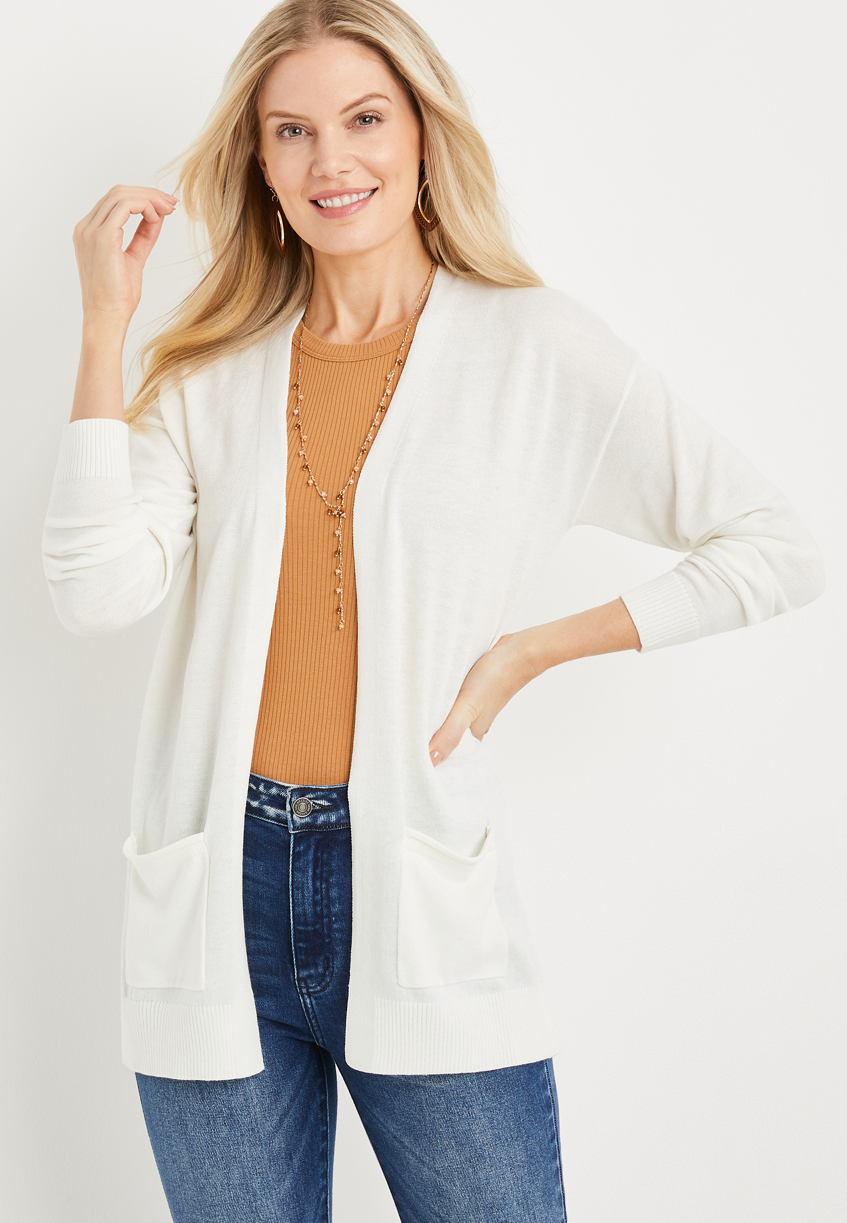 Solid Open Front Pocket Cardigan | maurices