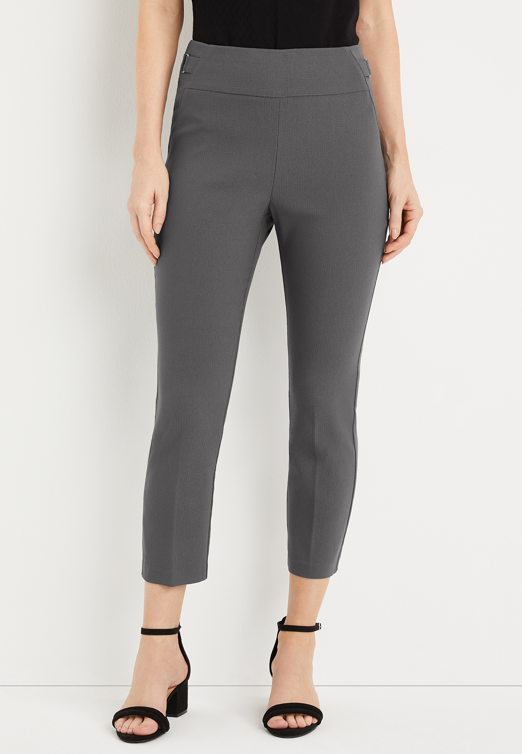 Gray Bengaline Textured Cropped Dress Pant | maurices