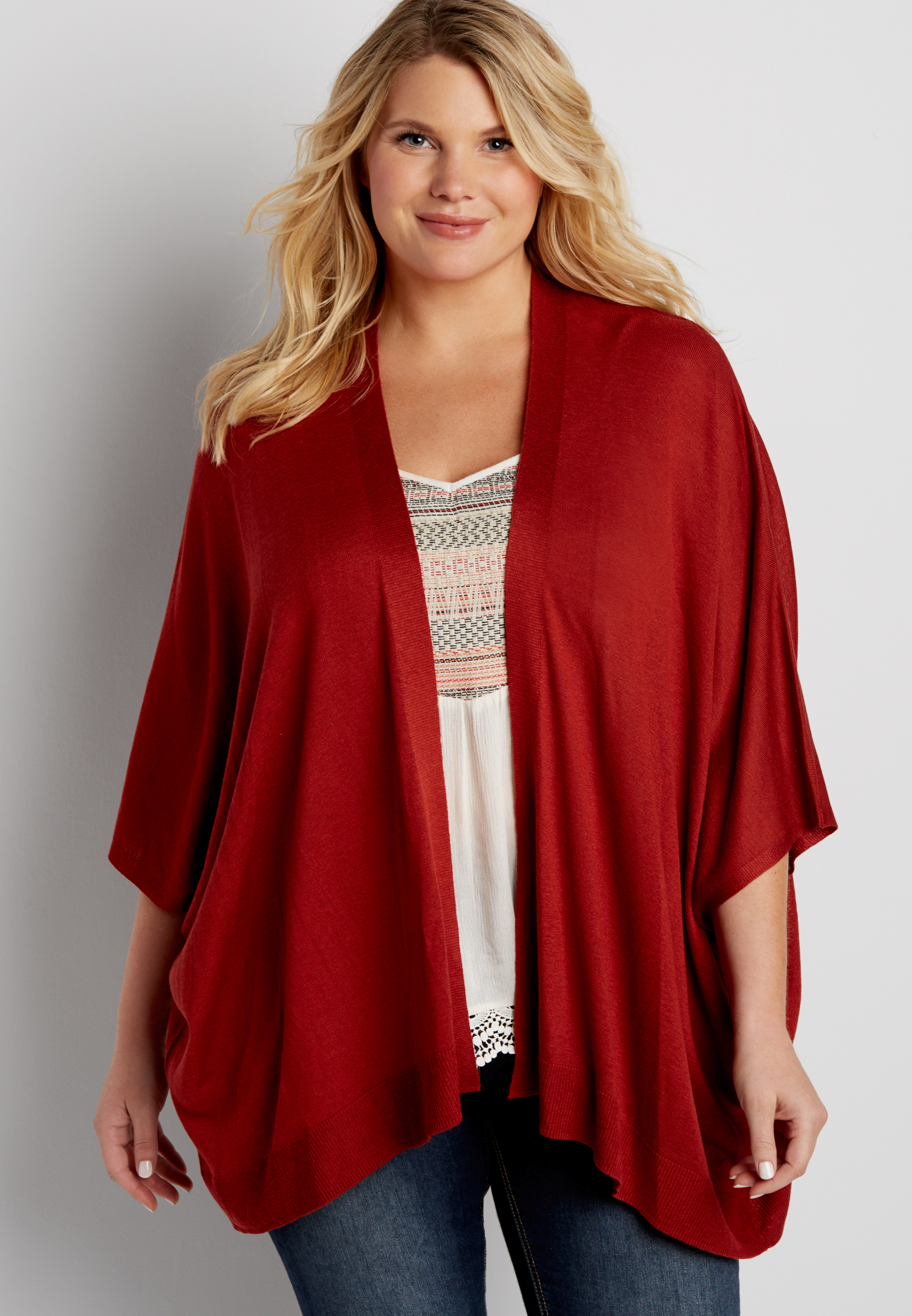 plus size lightweight kimono cardigan with open front | maurices